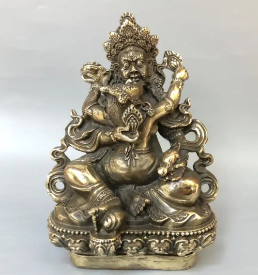 China brass archaize Yellow God of Wealth Buddha crafts statue