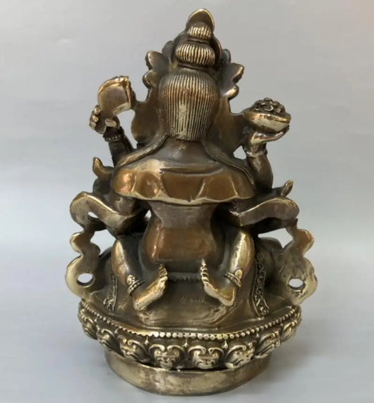 China brass archaize Yellow God of Wealth Buddha crafts statue