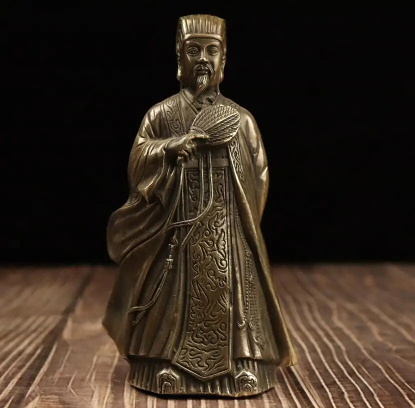 China brass archaize Zhuge Liang crafts statue