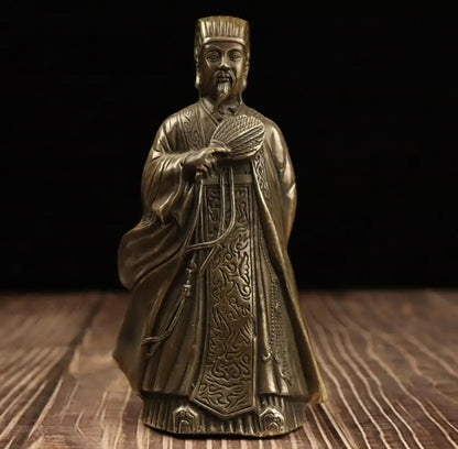 China brass archaize Zhuge Liang crafts statue