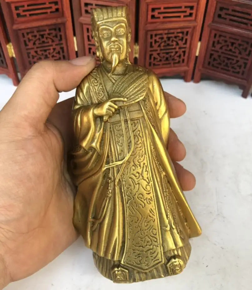 China brass archaize Zhuge Liang crafts statue