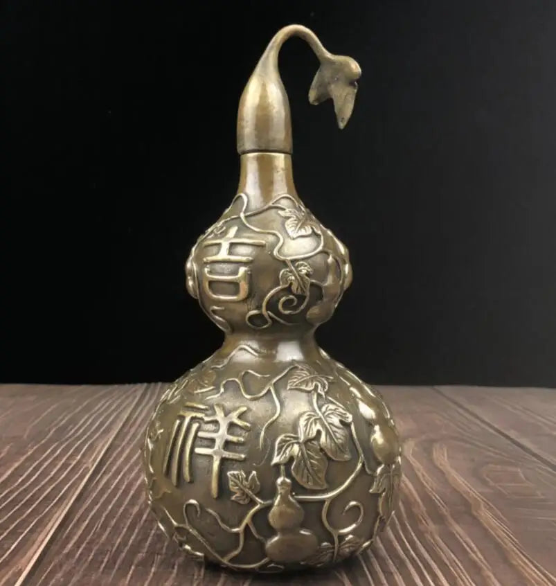 China brass archaize auspicious gourd crafts statue