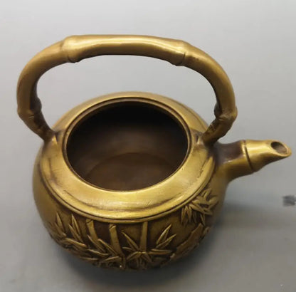 China brass archaize bamboo teapot crafts statue