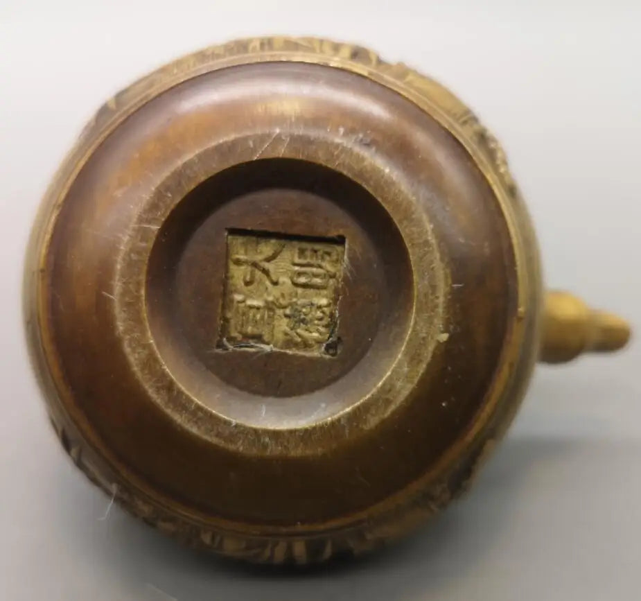 China brass archaize bamboo teapot crafts statue