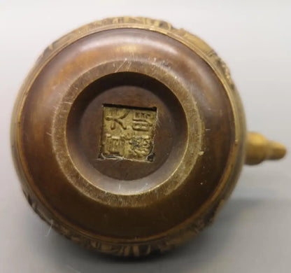 China brass archaize bamboo teapot crafts statue