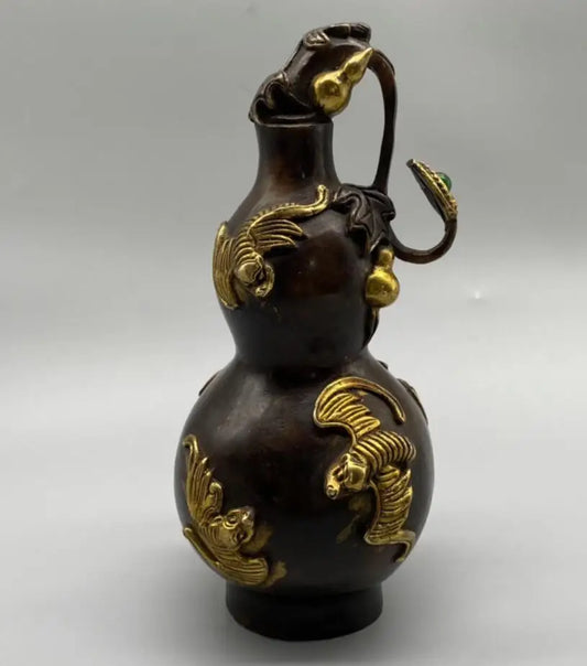 China brass archaize bat gourd crafts statue