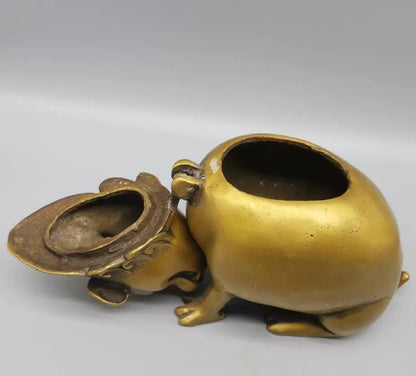 China brass archaize beast Incense burner crafts statue
