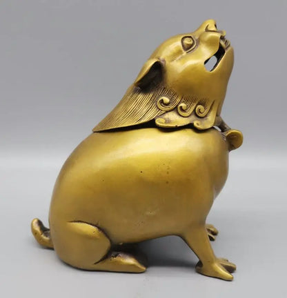 China brass archaize beast Incense burner crafts statue