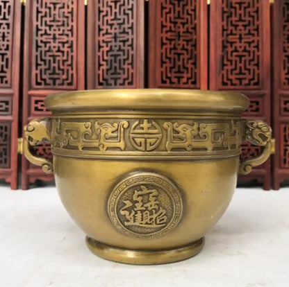 China brass archaize beast head cylinder crafts statue