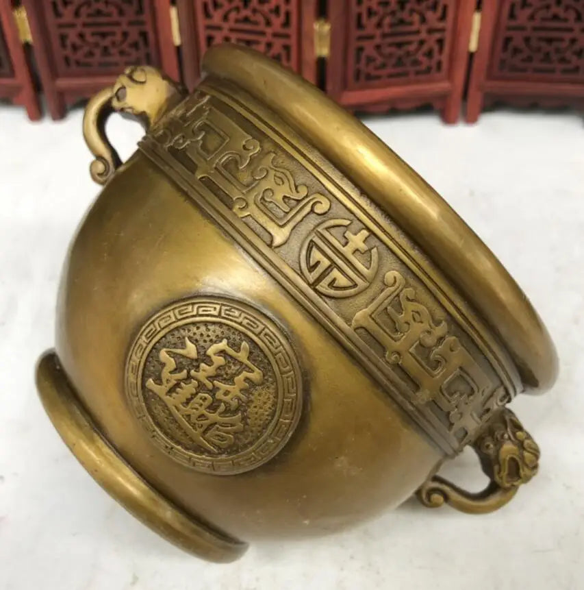 China brass archaize beast head cylinder crafts statue