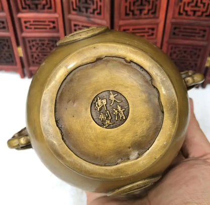 China brass archaize beast head cylinder crafts statue