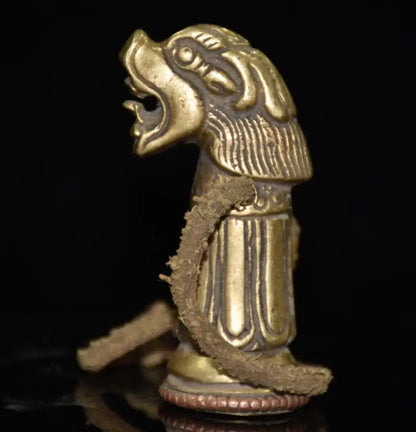 China brass archaize beast head seal small crafts statue