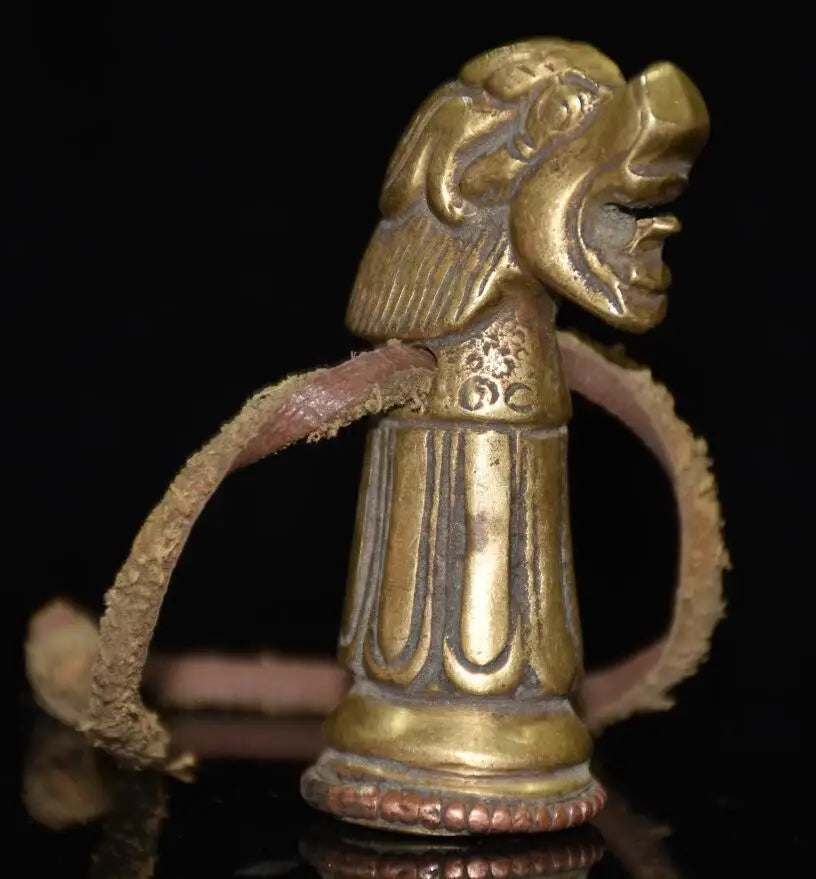 China brass archaize beast head seal small crafts statue