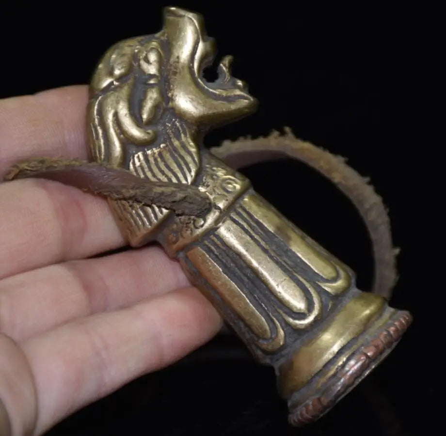 China brass archaize beast head seal small crafts statue