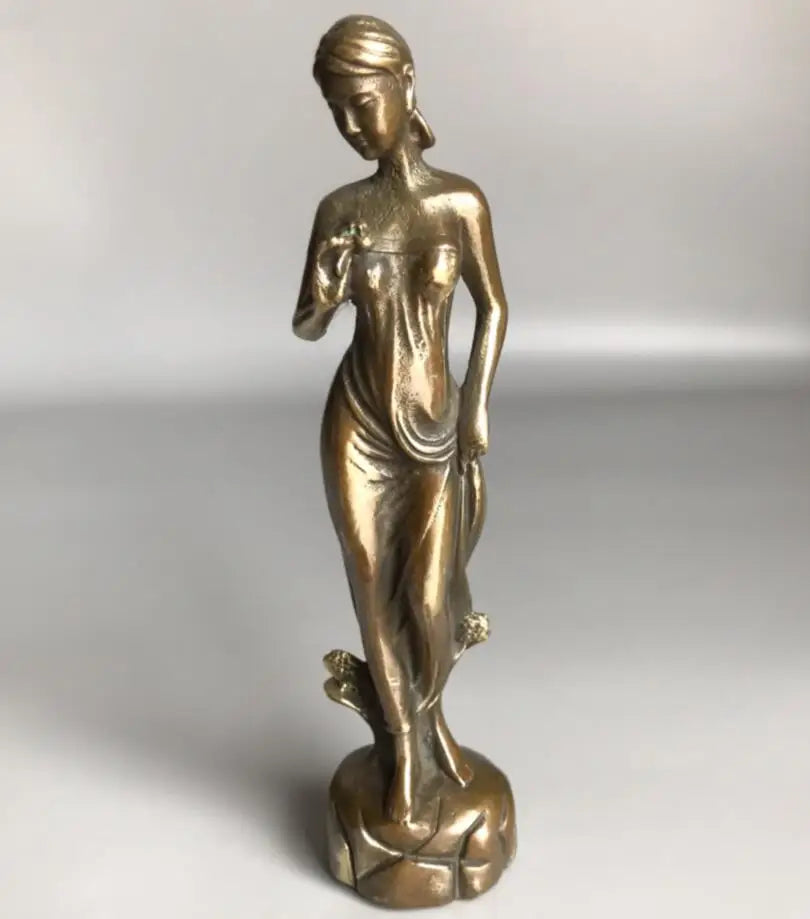 China brass archaize beauty female crafts statue