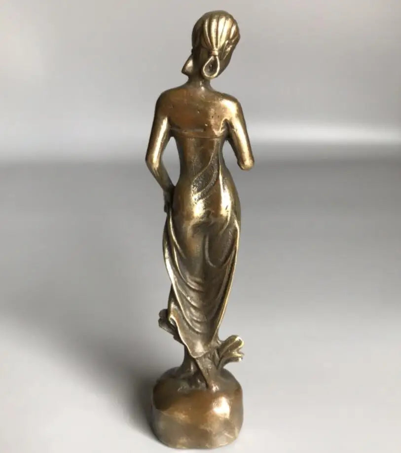 China brass archaize beauty female crafts statue