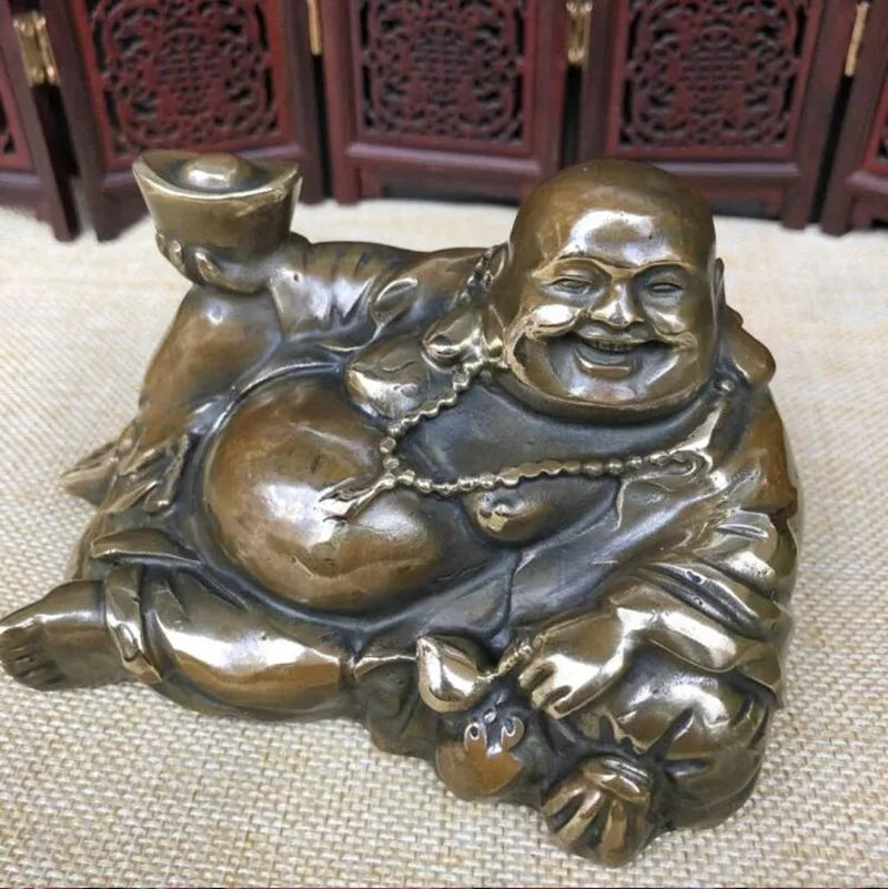 China brass archaize big belly maitreya Buddha crafts statue