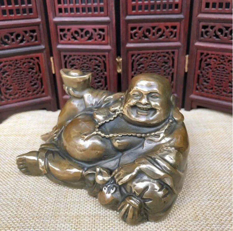 China brass archaize big belly maitreya Buddha crafts statue