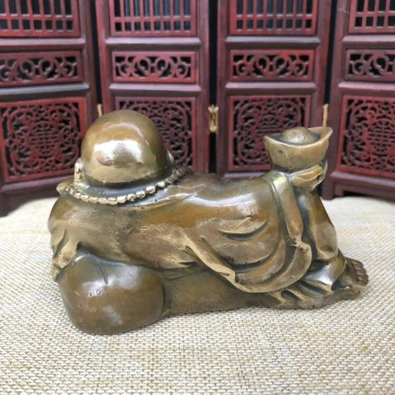 China brass archaize big belly maitreya Buddha crafts statue