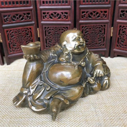China brass archaize big belly maitreya Buddha crafts statue