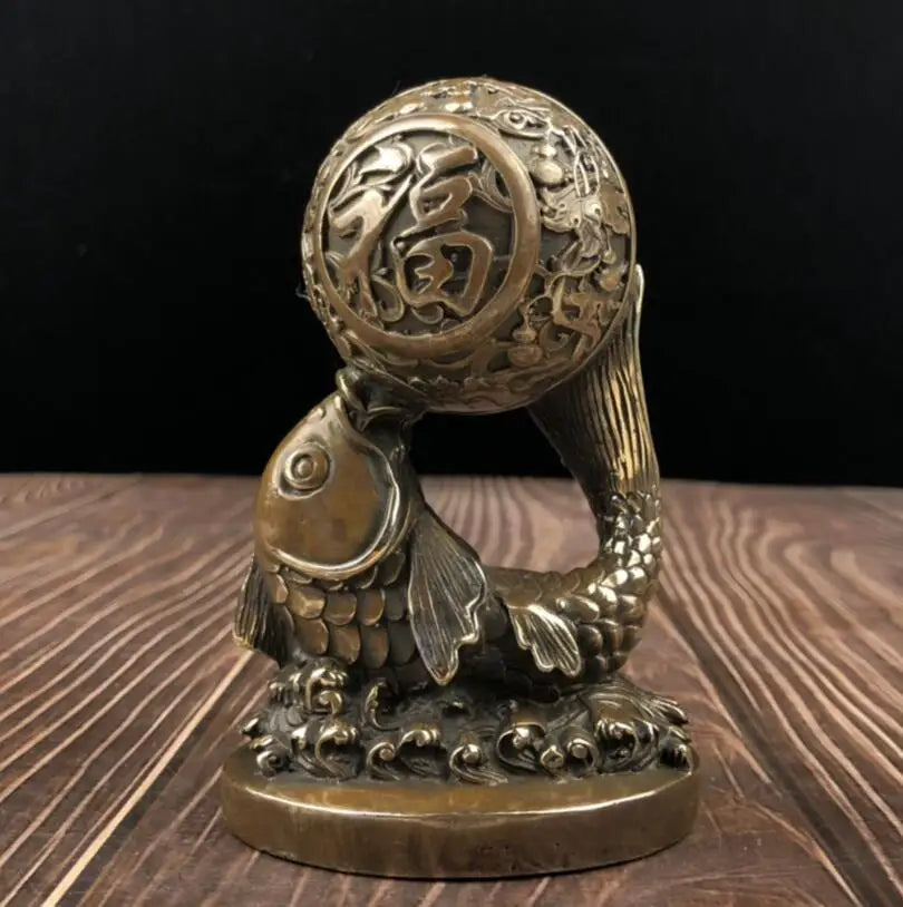 China brass archaize blessing fish crafts statue