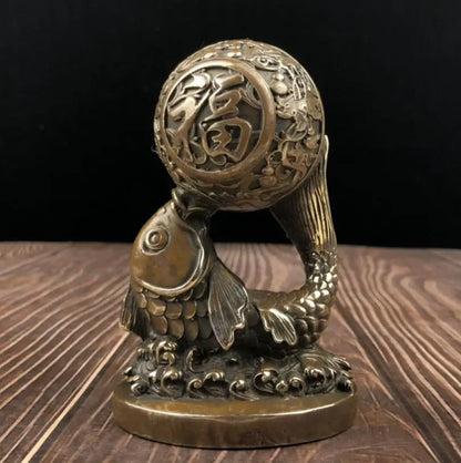 China brass archaize blessing fish crafts statue
