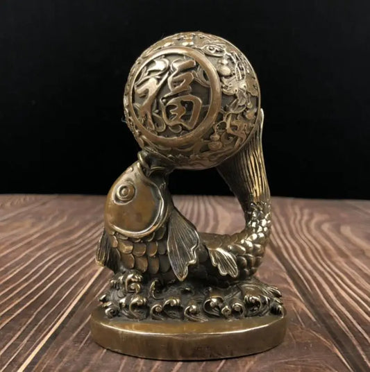 China brass archaize blessing fish crafts statue