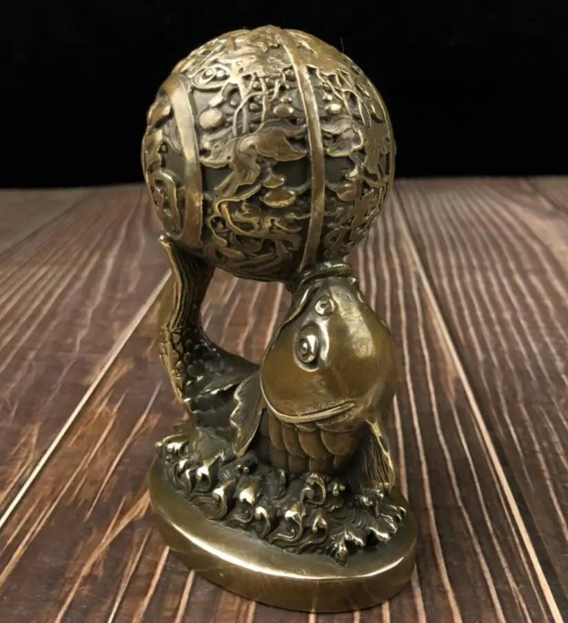 China brass archaize blessing fish crafts statue