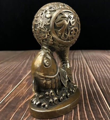 China brass archaize blessing fish crafts statue