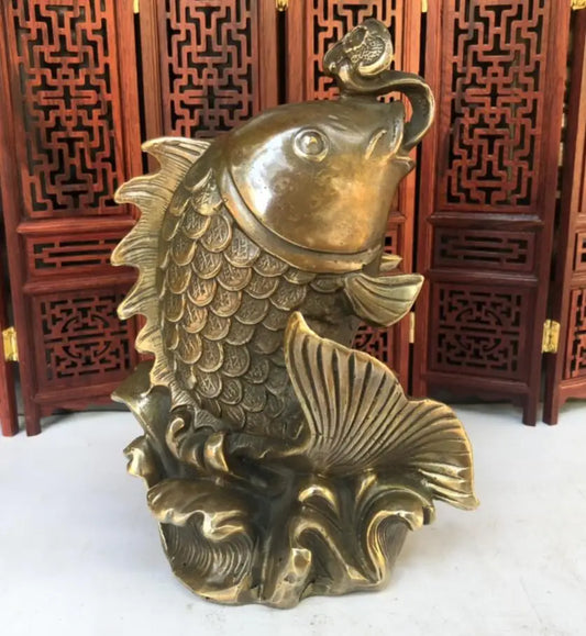 China brass archaize carp crafts statue