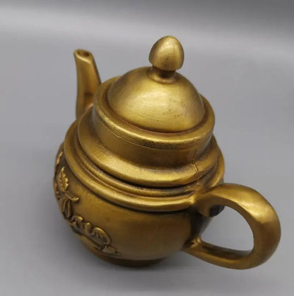 China brass archaize carving child teapot crafts statue