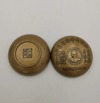 China brass archaize celebrity ink box crafts statue