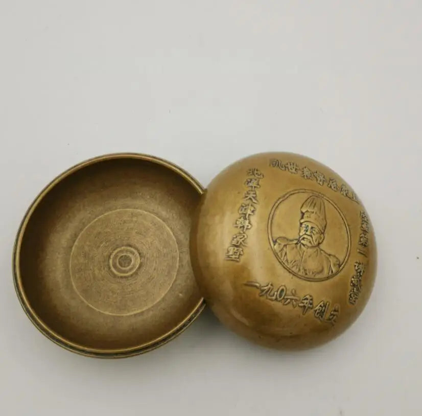 China brass archaize celebrity ink box crafts statue