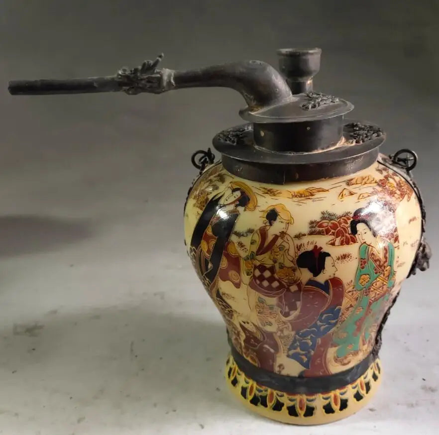 China brass archaize ceramics Hookah bag crafts statue