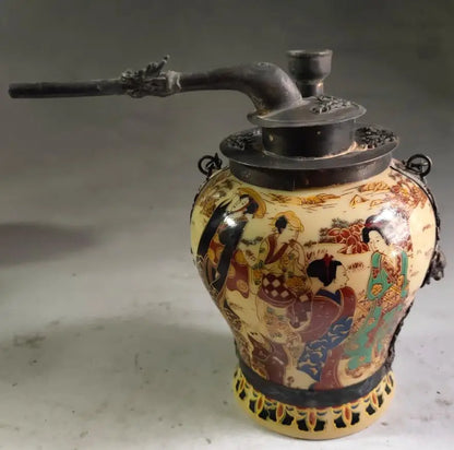 China brass archaize ceramics Hookah bag crafts statue