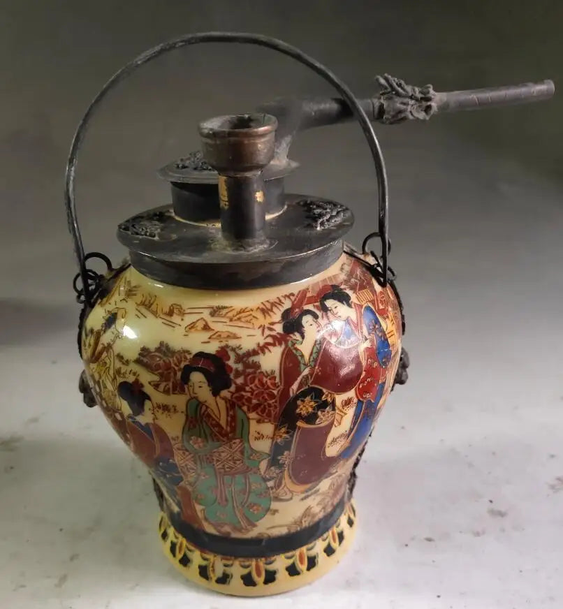 China brass archaize ceramics Hookah bag crafts statue