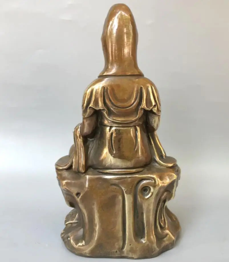 China brass archaize child Guanyin bodhisattva crafts statue