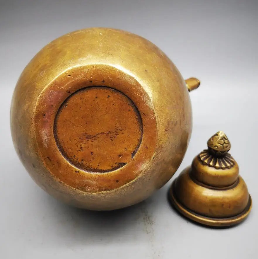 China brass archaize dragon head teapot crafts statue