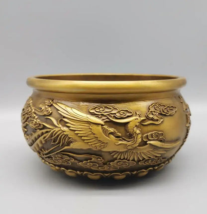 China brass archaize dragon phoenix cylinder crafts statue