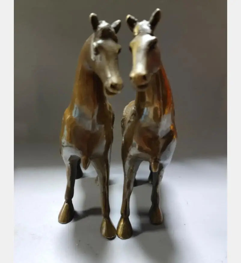 China brass archaize dragon phoenix horse crafts statue A pair