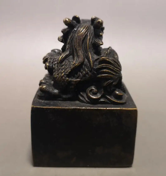 China brass archaize dragon seal crafts statue