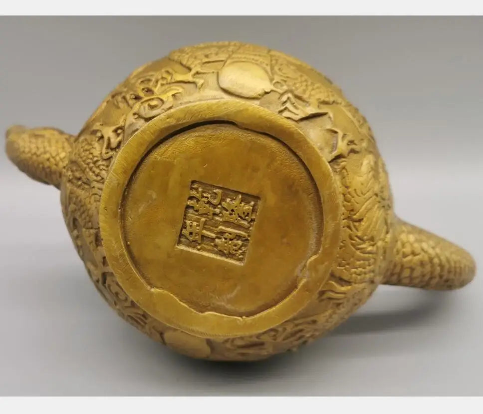 China brass archaize dragon teapot crafts statue