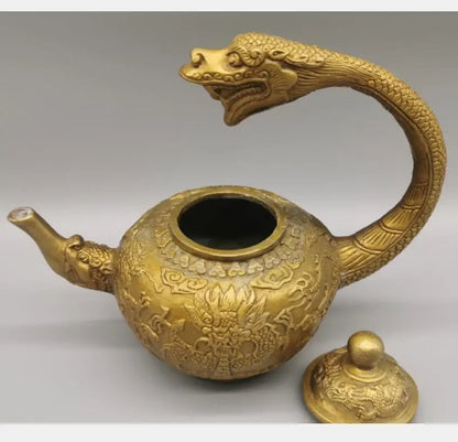 China brass archaize dragon teapot crafts statue