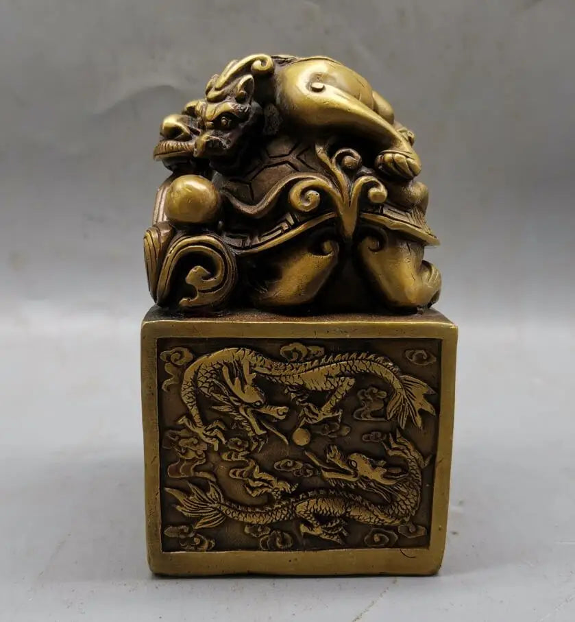 China brass archaize dragon turtle seal crafts statue