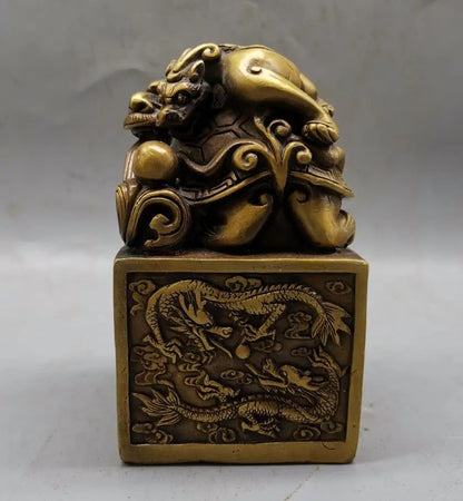 China brass archaize dragon turtle seal crafts statue