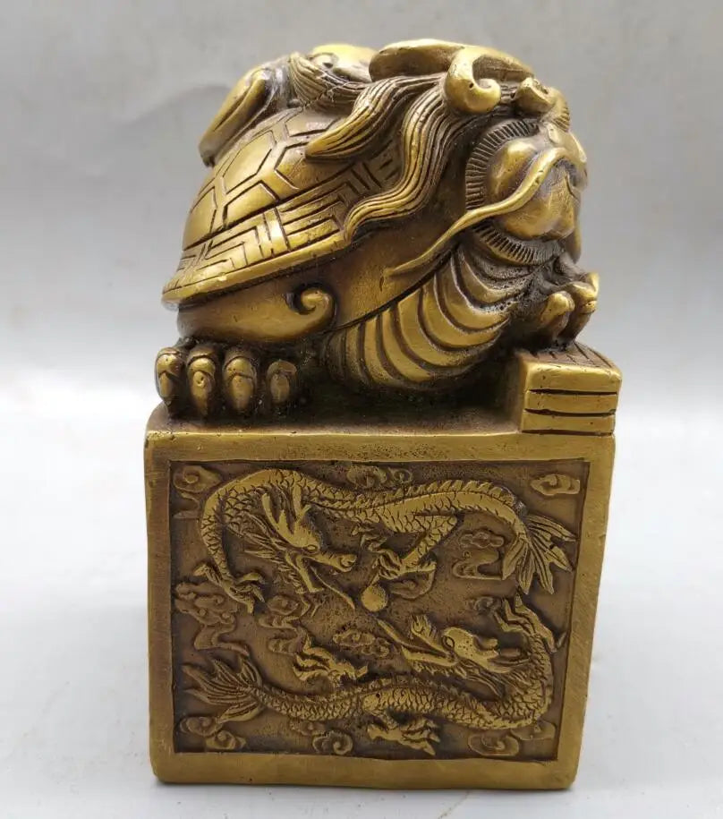 China brass archaize dragon turtle seal crafts statue