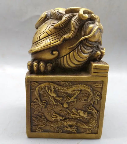 China brass archaize dragon turtle seal crafts statue