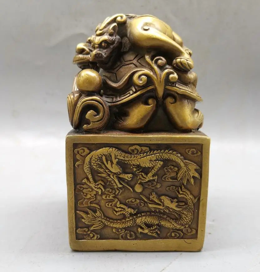 China brass archaize dragon turtle seal crafts statue
