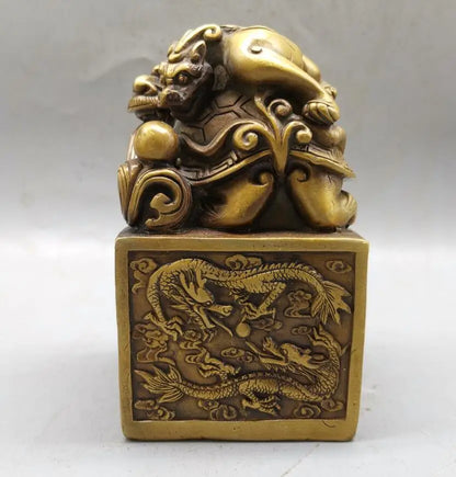 China brass archaize dragon turtle seal crafts statue