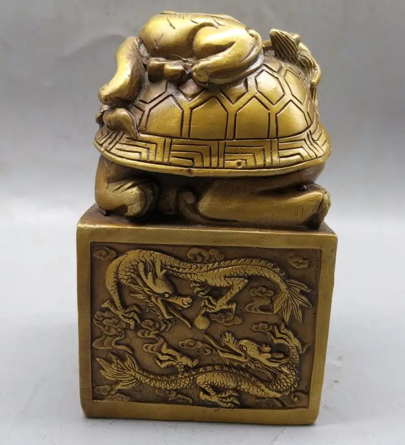 China brass archaize dragon turtle seal crafts statue